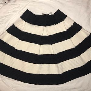 Black and white stripe flare skirt